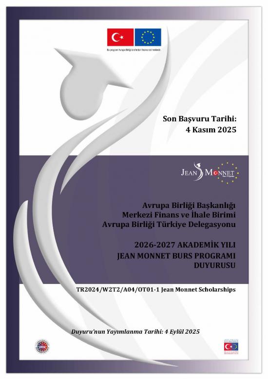 Jean Monnet Burs Programı 2026-2027 Akademik Yılı Başvuruları Başladı!
