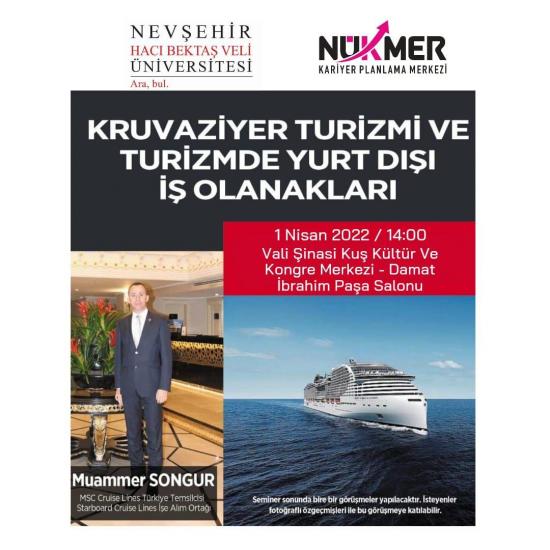 "Kruvaziyer Turizmi ve Turizmde Yurt Dışı İş Olanakları" Adlı Etkinlik Duyurusu