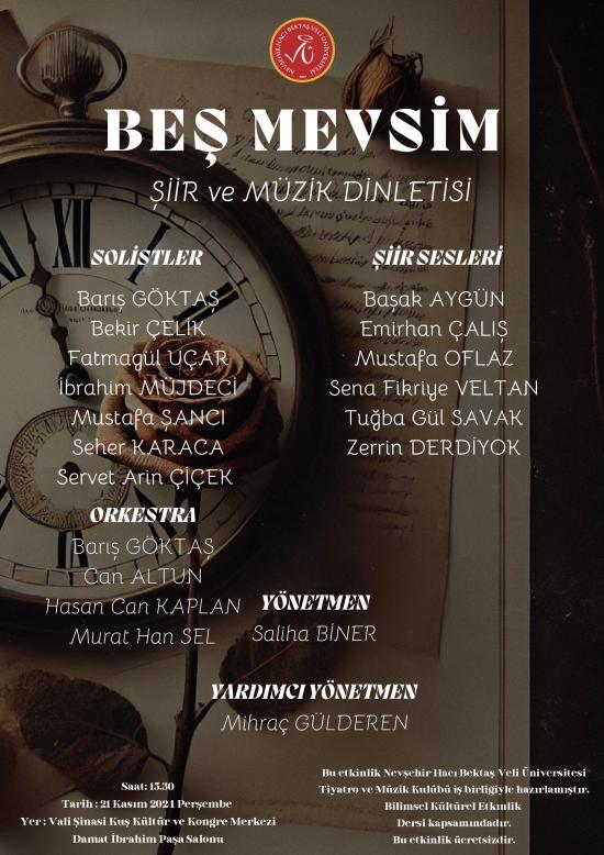 "Beş Mevsim" Adlı Müzik ve Şiir Dinletisi