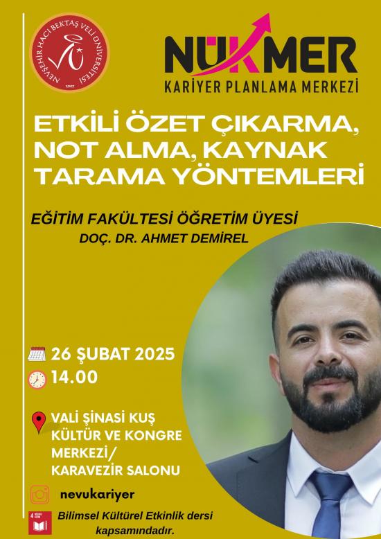 “Etkili Özet Çıkarma, Not Alma, Kaynak Tarama Yöntemleri” Konulu Seminer 