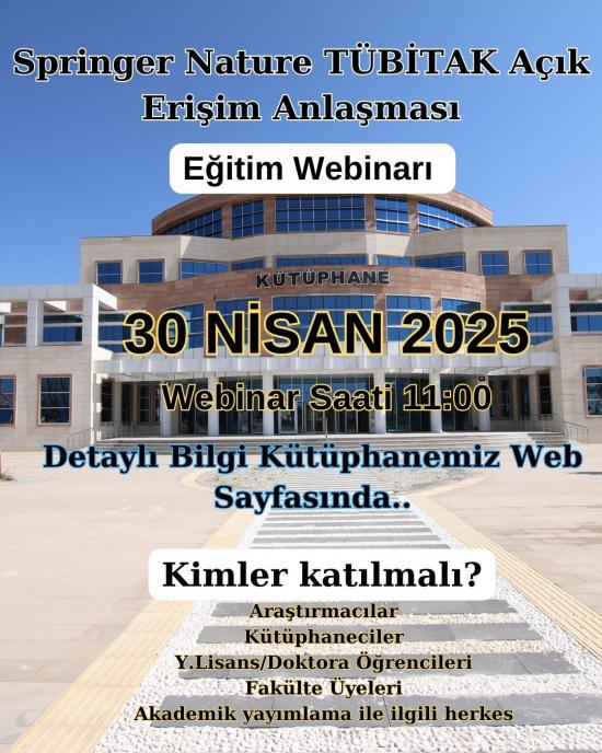 Springer Nature TÜBİTAK Açık Erişim Anlaşması- Eğitim Webinarı   