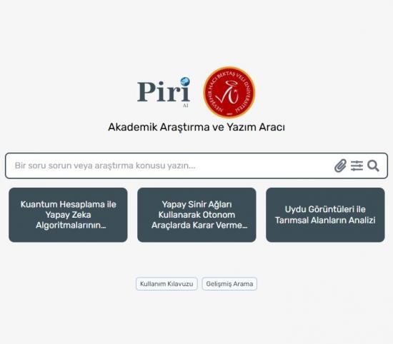 PİRİ AI Yapay Zekâ Destekli İçerik Üretim Aracı Üniversitemiz Deneme Erişimine Açılmıştır