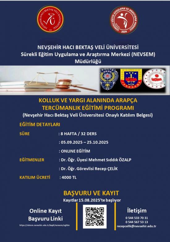 Kolluk ve Yargı Alanında Arapça Tercümanlık Eğitimi Programı