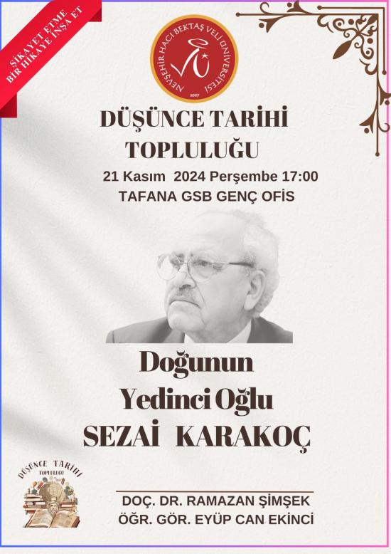 “Doğunun Yedinci Oğlu Sezai Karakoç” Başlıklı Etkinlik