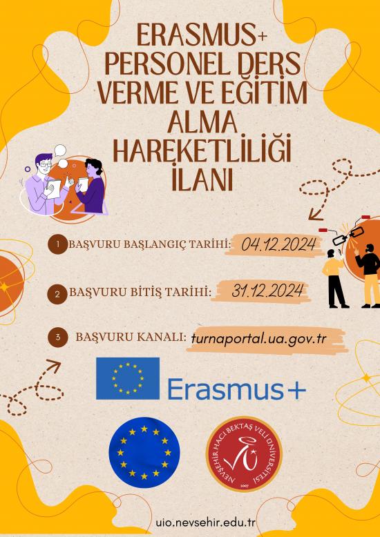 Erasmus+ Personel Ders Verme ve Eğitim Alma Hareketlilikleri Başvuruları Başladı 