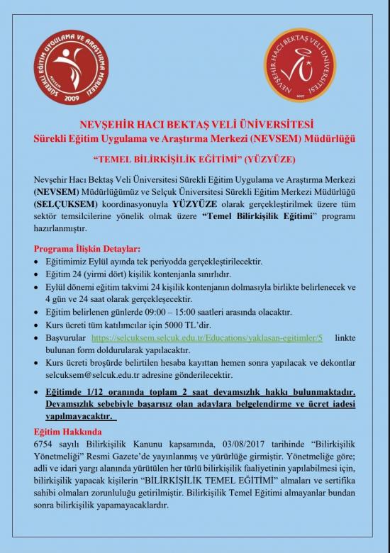 NEVSEM "Temel Bilirkişilik Eğitimi" Eylül Programı