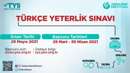29 Mayıs 2021 Tarihinde Yapılacak Olan Türkçe Yeterlik Sınavı (TYS)
