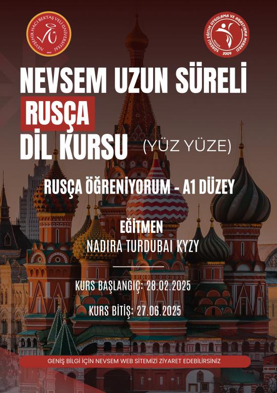 NEVSEM Uzun Süreli Rusça Dil Kursu/Yüzyüze Eğitim (Güncelleme)