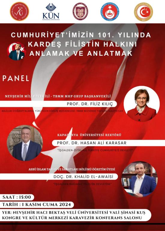 “Cumhuriyet'imizin 101. Yılında Kardeş Filistin Halkını Anlamak ve Anlatmak” Konulu Panel