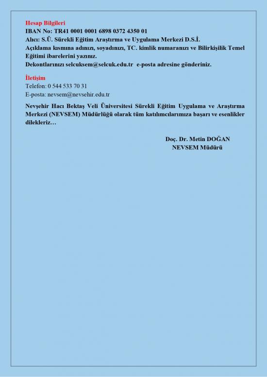 NEVSEM “Temel Bilirkişilik Eğitimi” (Son 5 Kontenjan)