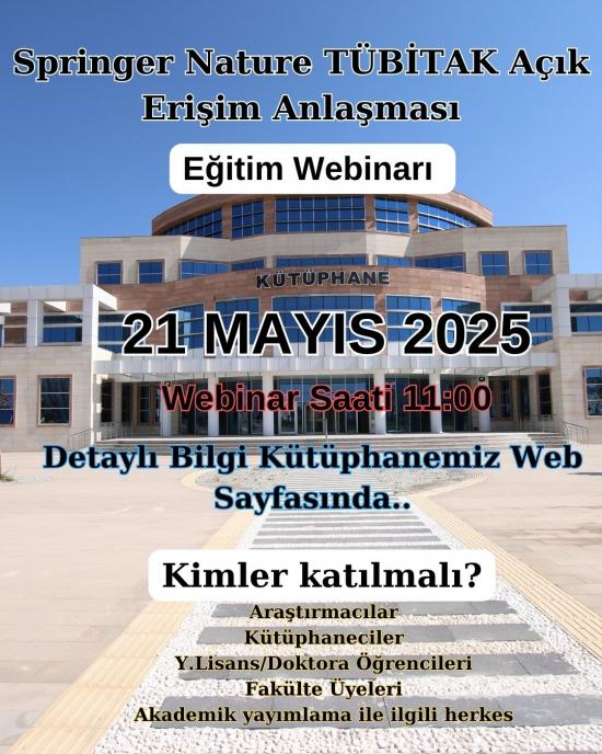 Springer Nature TÜBİTAK Açık Erişim Anlaşması- Eğitim Webinarı   