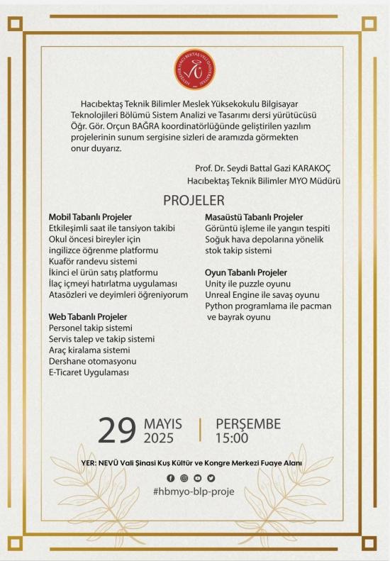 Hacıbektaş Teknik Bilimler MYO’dan Yazılım Projeleri Sunum Sergisi 