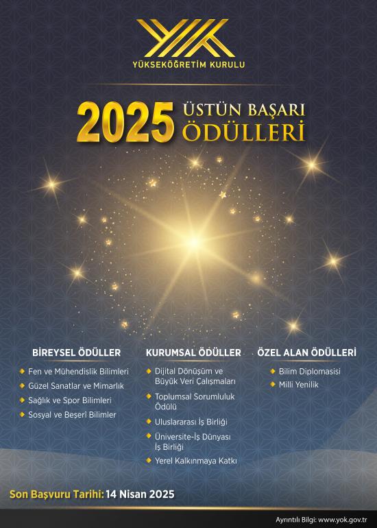 “2025 YÖK Üstün Başarı Ödülleri” İçin Başvurular Başlıyor