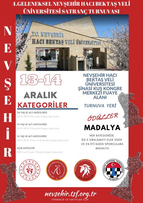 4. Geleneksel Nevşehir Hacı Bektaş Veli Üniversitesi Satranç Turnuvası