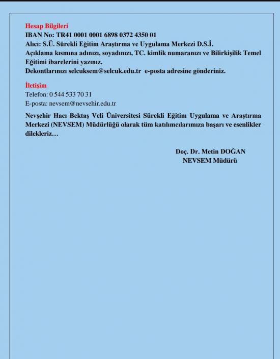 NEVSEM "Temel Bilirkişilik Eğitimi" Eylül Programı