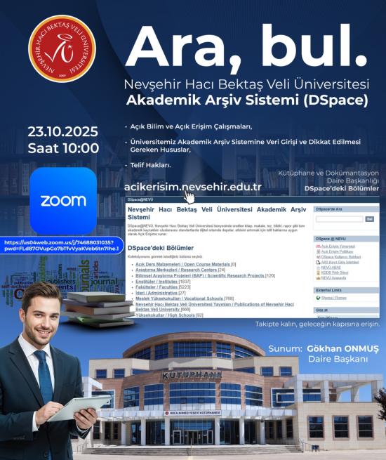  Üniversitemiz Akademik Arşiv Sistemi (DSpace) Veri Girişi Eğitimi 