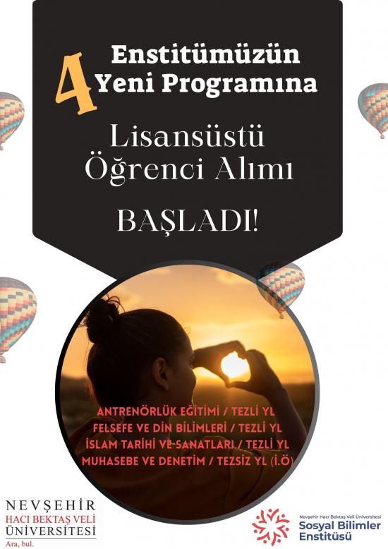 Sosyal Bilimler Enstitüsü'nün 4 Yeni Programına Lisansüstü Öğrenci Alımı Başladı 