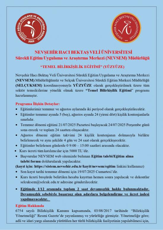 NEVSEM “Temel Bilirkişilik Eğitimi” (Yüzyüze)