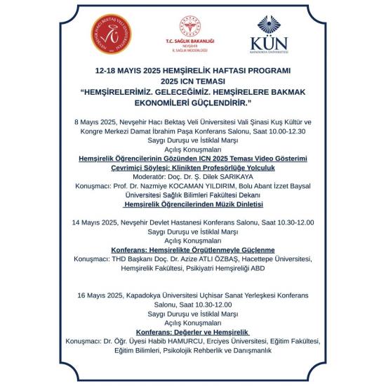 12-18 Mayıs 2025 Hemşireler Haftası Etkinlikleri