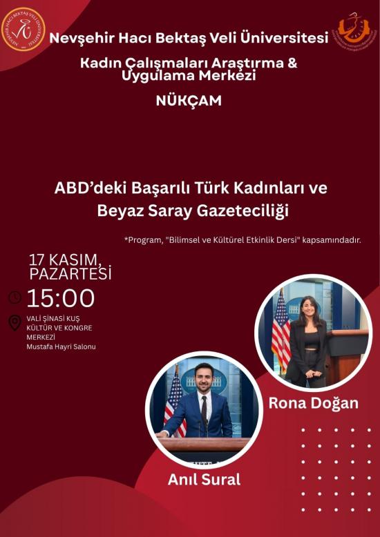 "ABD'deki Başarılı Türk Kadınları ve Beyaz Saray Gazeteciliği" Başlıklı Etkinlik