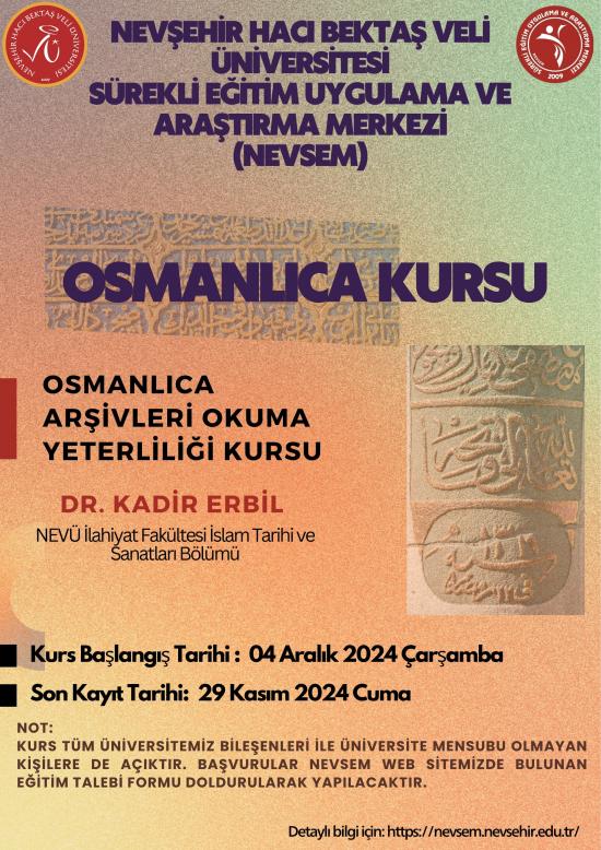 Osmanlıca Arşivleri Okuma Yeterliliği Kursu Başlıyor